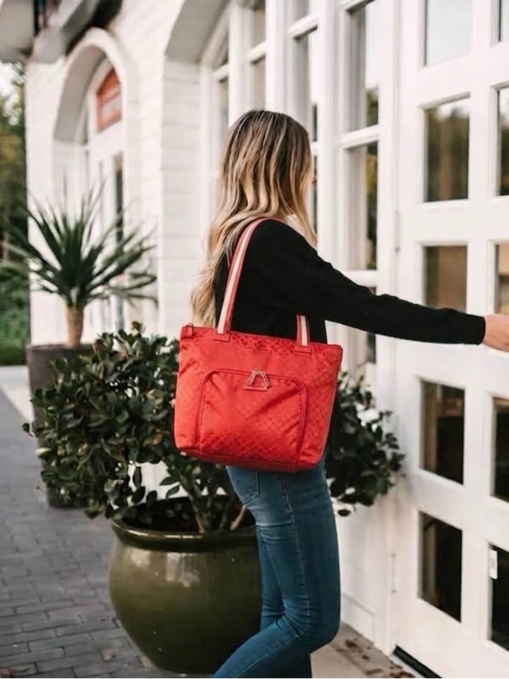 KATE SPADE $180 β’ Poppy Red β’ "Bon Voyage" Packable Travel Tote 2015